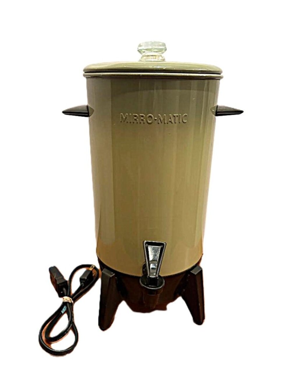 Vintage 70s Mirro-Matic Avocado Green Aluminum 22-cup Party Electric Percolator